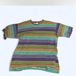 Pact Men's Striped Tee - Green, Purple, Tan